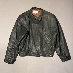 Vintage M Julian Leather Black Airborne‎ Jacket Full Zip Up